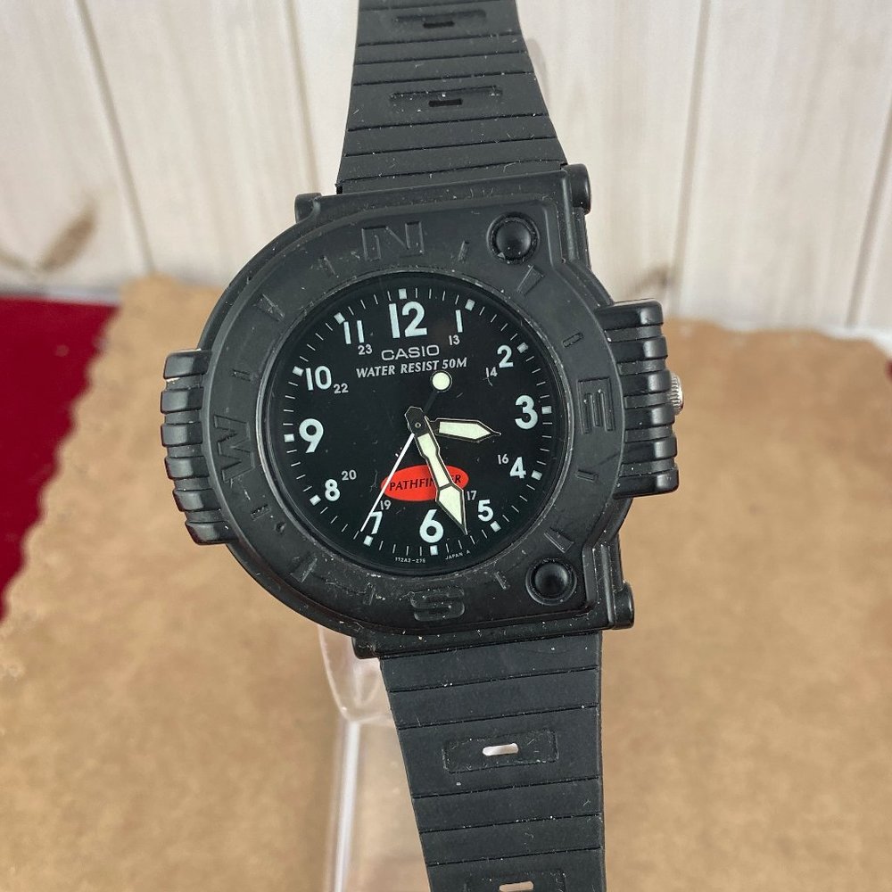 Vintage Rare Original Casio Pathfinder 706 MW-45 DM Watch  Black 9 inch Strap